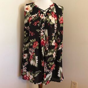 NEW Umgee Black Floral Swimsuit Coverup Dress Sz M